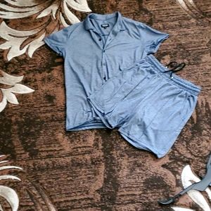 Two piece set button down shirt and short